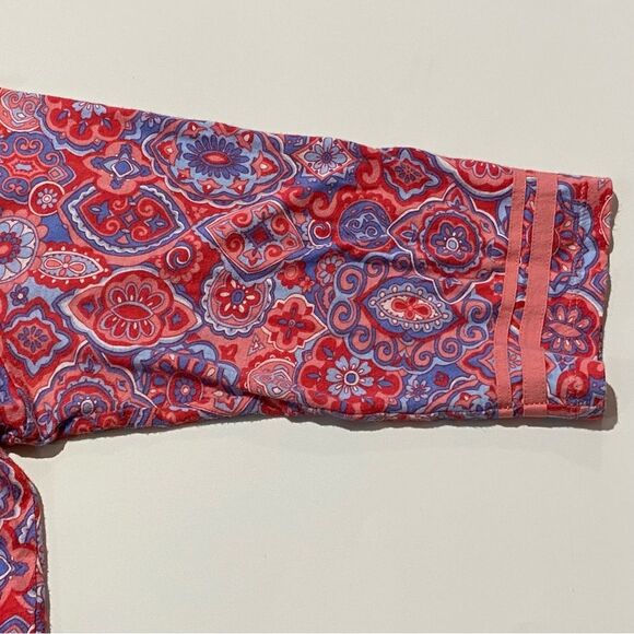 Talbots Pink Paisley Split Neck Pima Cotton Blend 3/4 Sleeve Blouse Women's XLP - Picture 10 of 16